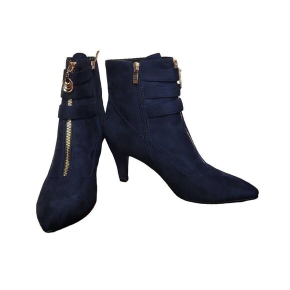 IDIFU Suede Pointed Toe Heeled Booties - Picture 10 of 13